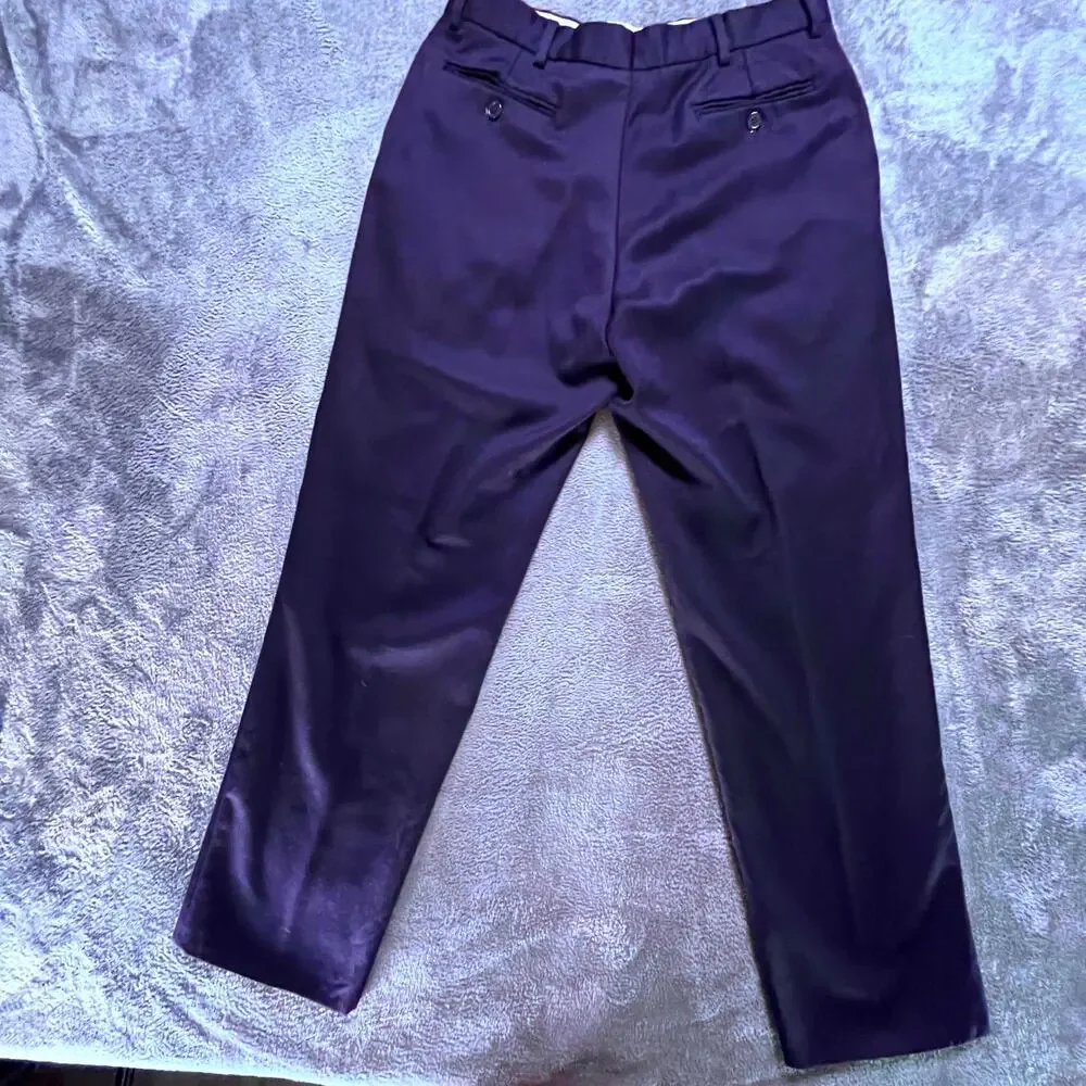 Italian Trousers Navy Tailored Dress Pants 32x31 100% Wool Made in Milan